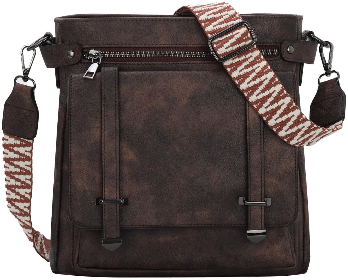 Omgoods - Medium Schoudertas voor Dames en Heren - Leren Reisbagage met Brede Band