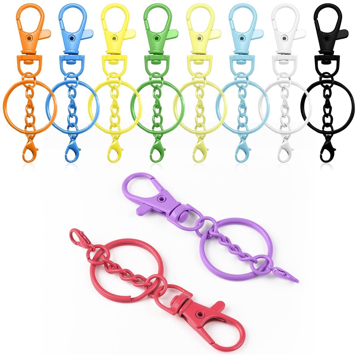 Omgoods - Set van 30 Sleutelhangers met Karabijnhaak voor DIY Projecten