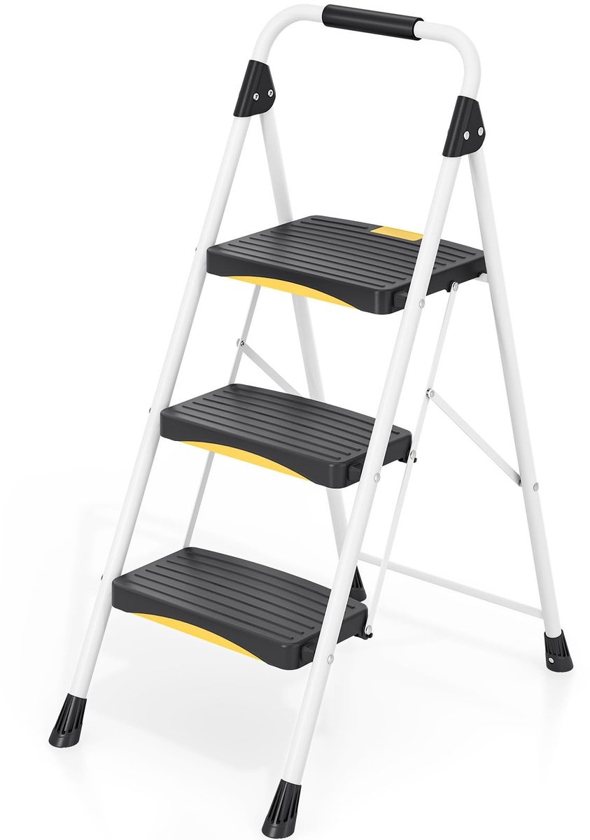 Omgoods - Vouwbare 3-Trede Ladder met Veiligheidsvergrendeling