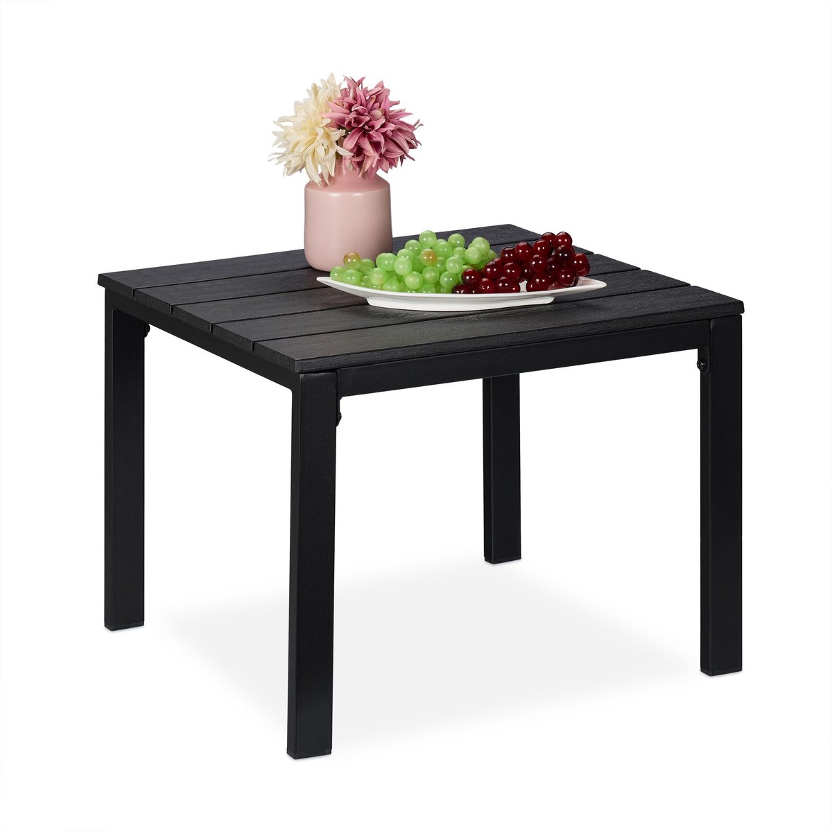 Omgoods - Compacte Balkon Tafel voor Buiten met Houtlook Zwart