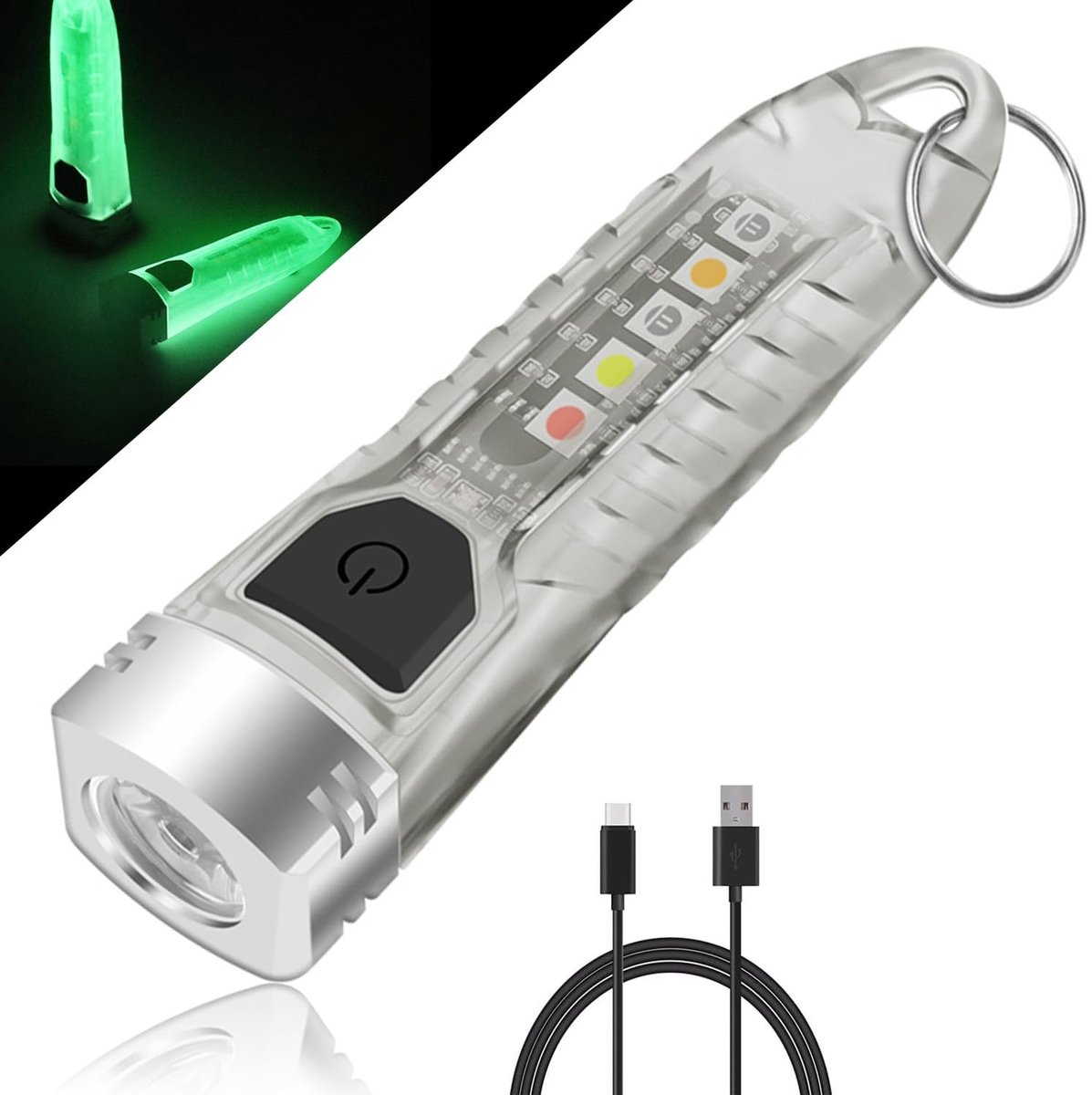 Omgoods - Mini Sleutelhanger LED Zaklamp - 400LM Krachtige 12 Modi