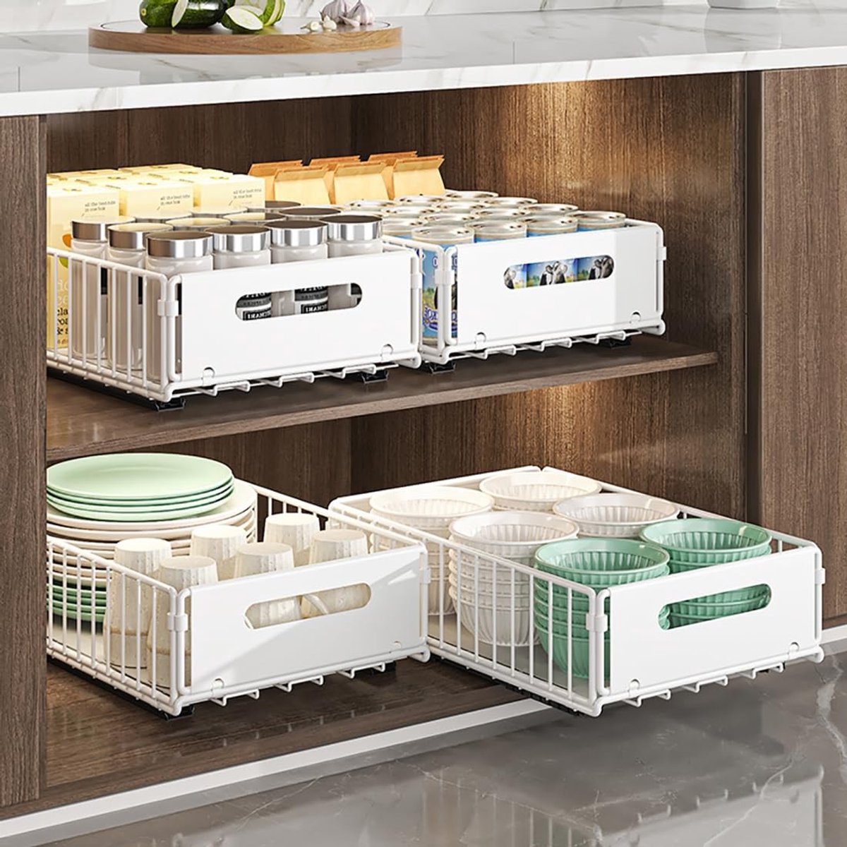 Omgoods - Uittrekbare Keuken Organizer met 4 Blokken en 10 cm Hoog