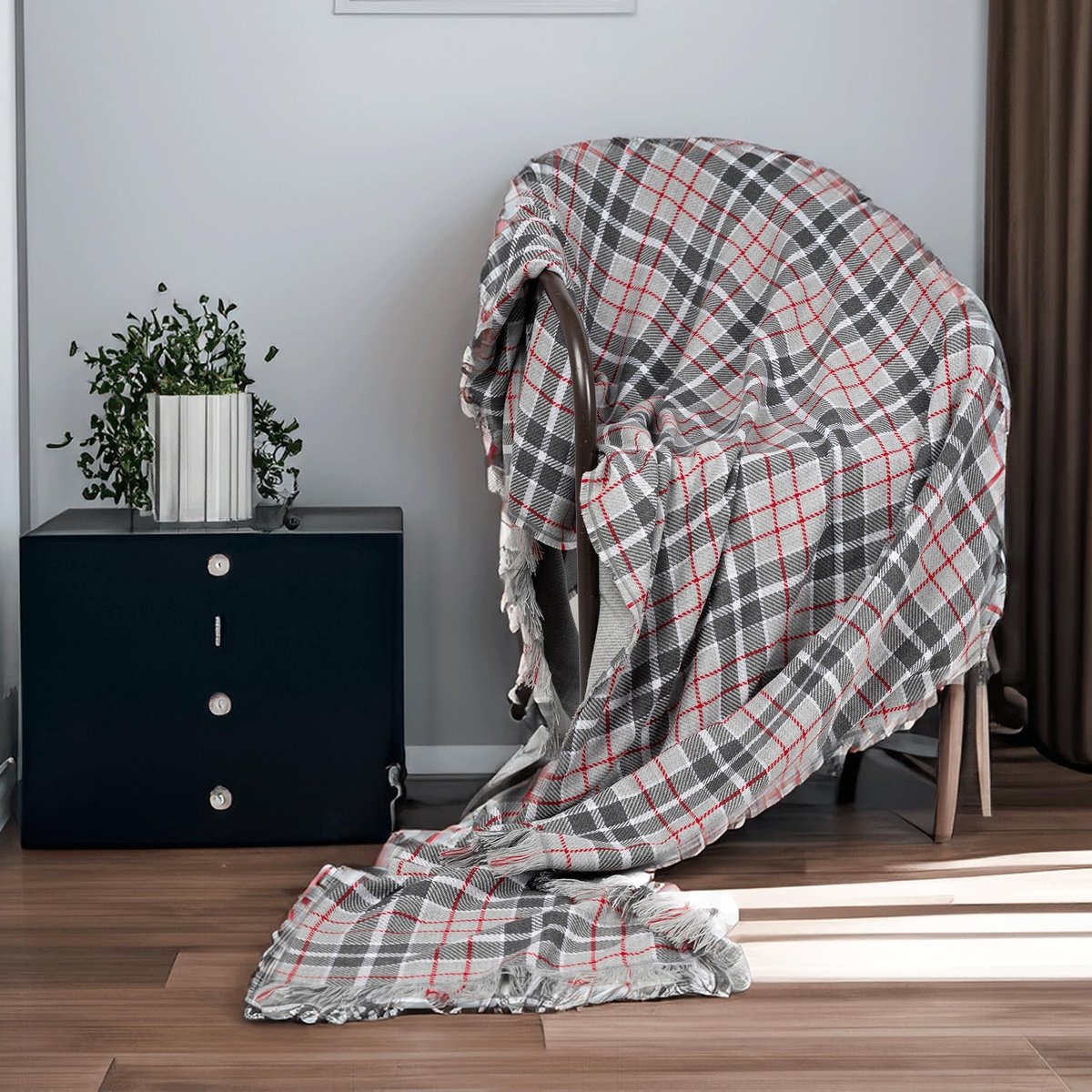 Omgoods- Plaid Omkeerbaar 100% Acryl - Vintage Ruitjes - Zacht en Comfortabel - 227x118 cm - Duurzaam en Milieuvriendelijk - Deken