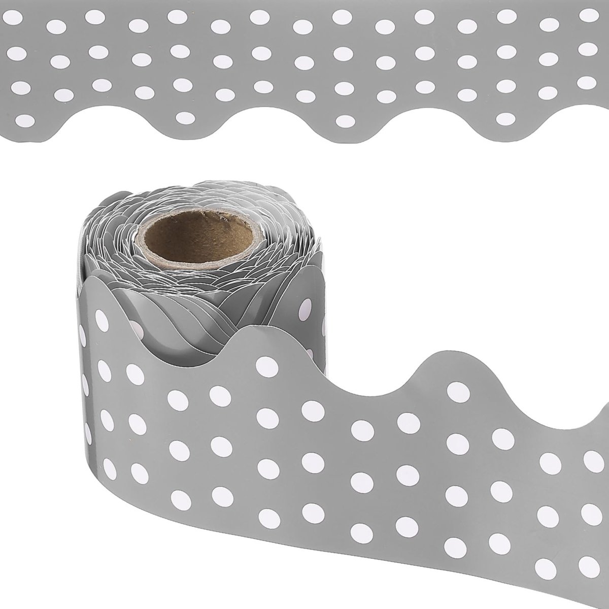 Omgoods - Dots Bulletin Board Border - 10 Meter Grijze Decoratieve Rand voor Klaslokaal en Kantoor
