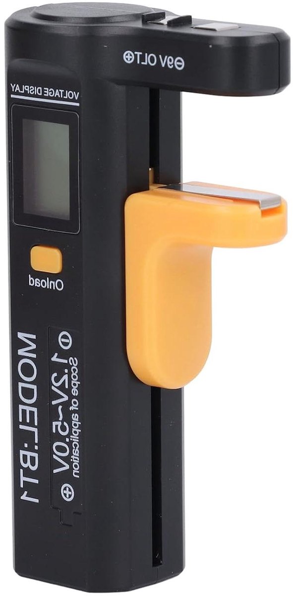 Batterijtester - Spanningsdetector Batterij Checker - Batterijen Testen - Veelzijdige Compatibiliteit - 14 x 7 x 4 cm - Zwart