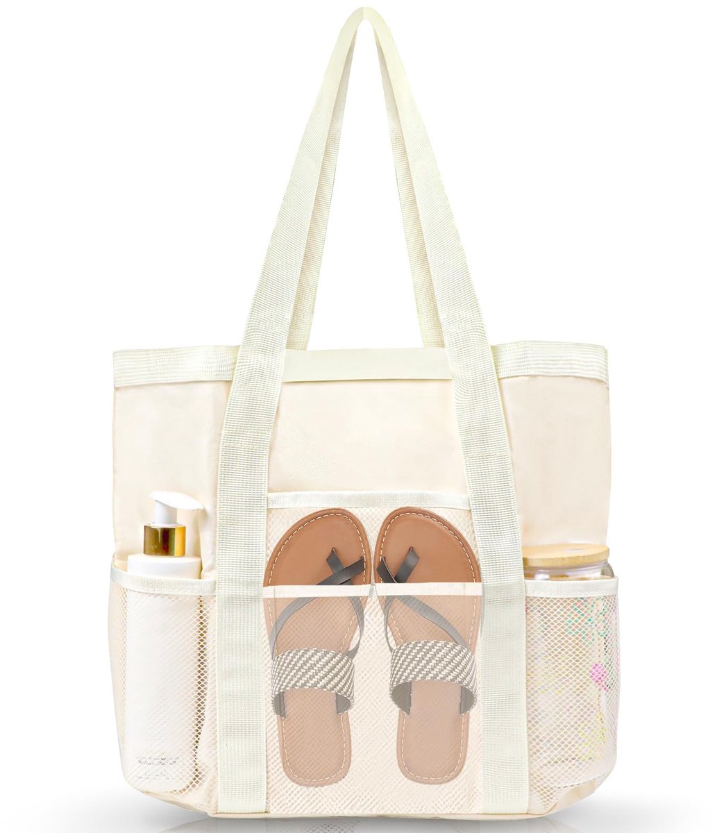 Omgoods - Beige XXL Strandtas met Ritssluiting en Veel Opbergruimte