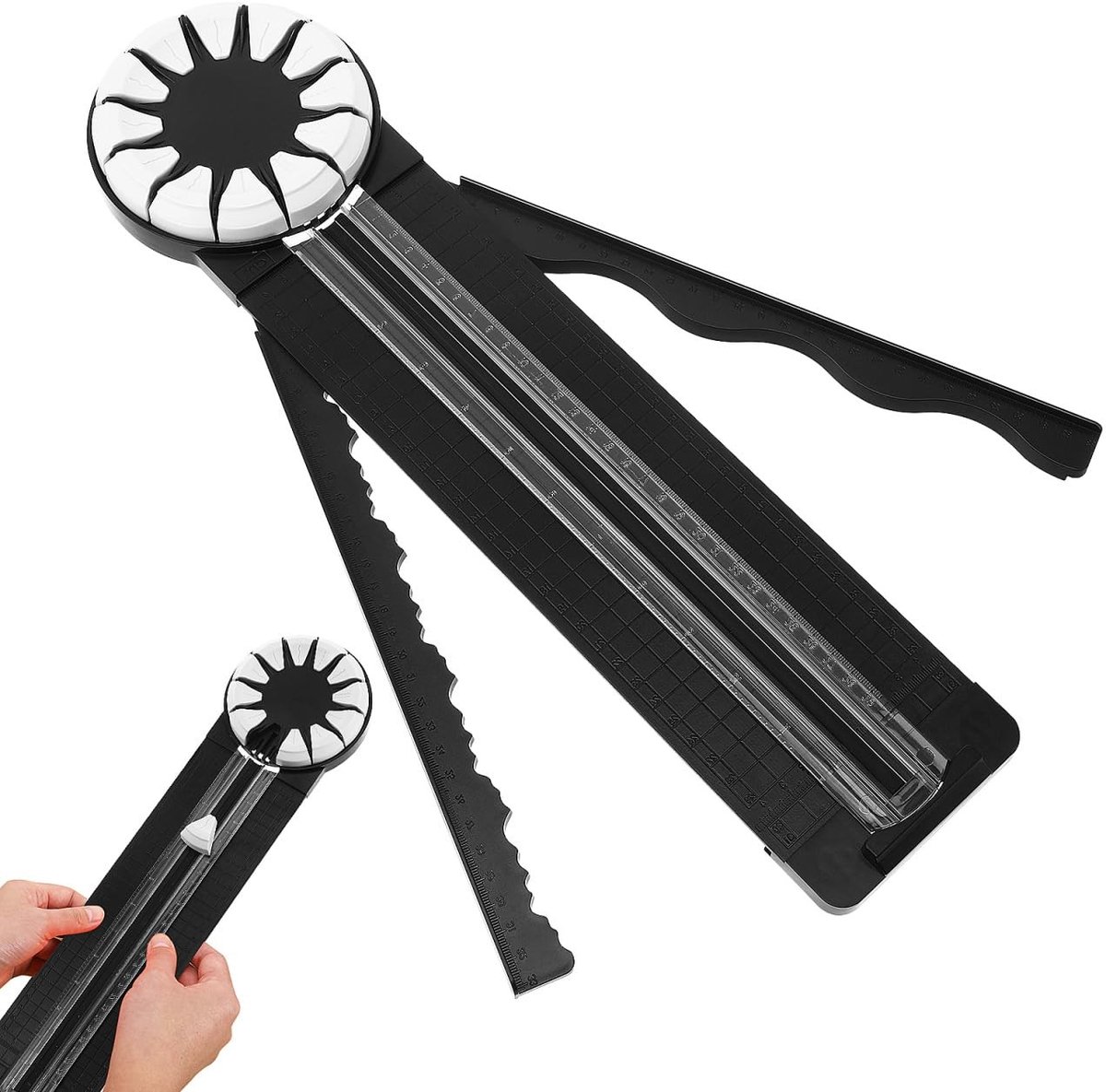 Omgoods- Kantsnijder 12-in-1 - Multifunctioneel Scrapbooking-gereedschap - Papiersnijder voor Nauwkeurig Snijden - Zwart - Afmetingen 46,8 x 12,3 cm - Kunststof Materiaal