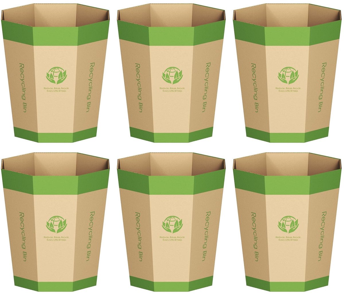 Omgoods - 6-Pack Vouwbare Kartonnen Afvalbakken voor Duurzaam Afvalbeheer