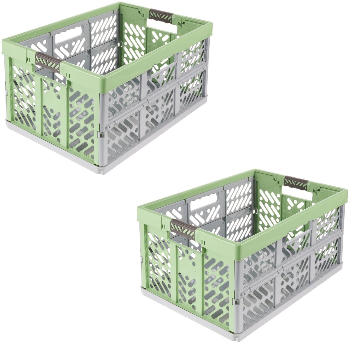 Omgoods - Set van 2 Robuuste Vouwkratten van 45L in Eco Grass Green