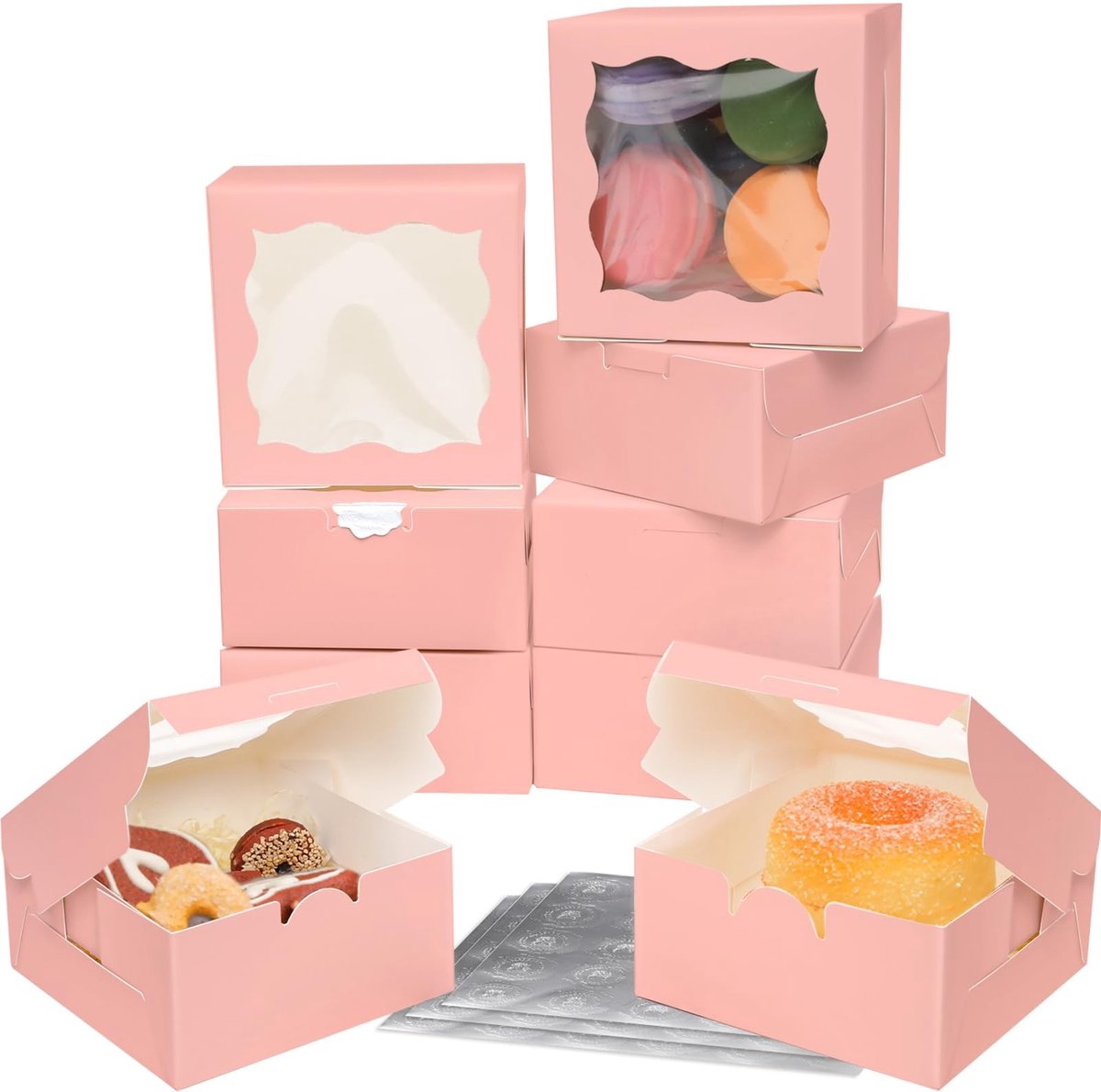 Omgoods - Roze Bakkerijdozen met Venster, 30 Stuks