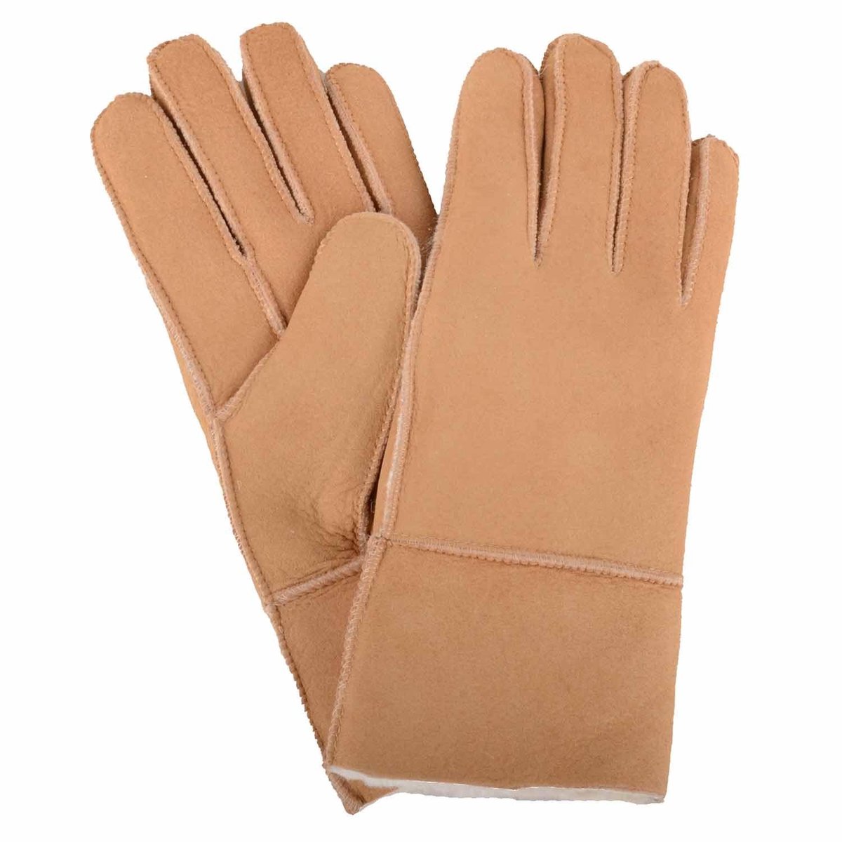 Omgoods - Dames Echte Schapenvacht Handschoenen met Omgeslagen Manchet - Specerij - XL