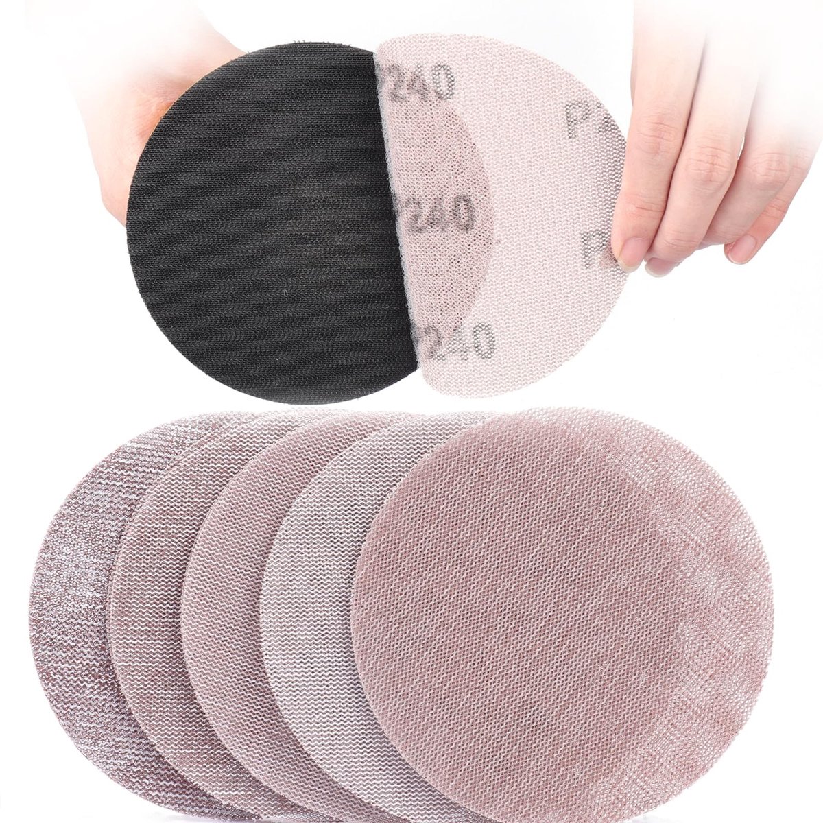 Omgoods - 50 Stuks 125mm Mesh Schuurpapier Schijfjes met Diverse Korrelgroottes
