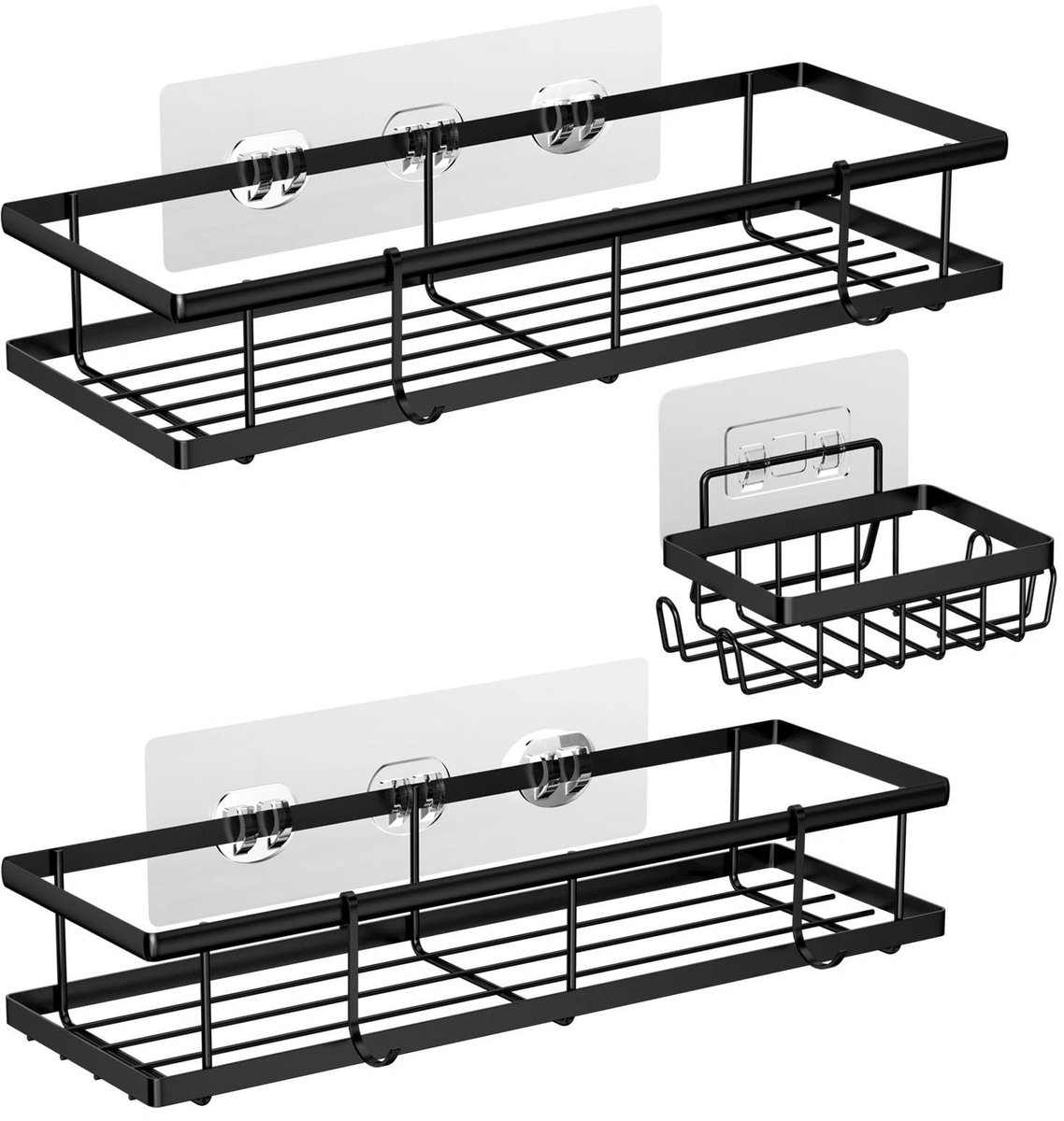 Omgoods - Set van 3 Badplanken zonder Boren met Haken