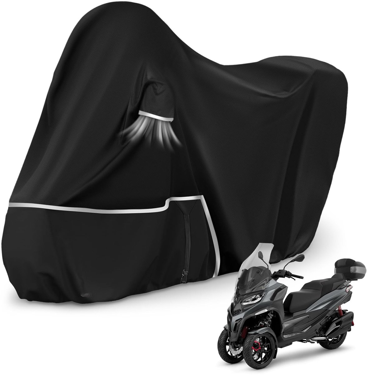 Omgoods - Waterdichte Motorhoes voor Piaggio MP3 400/500 met Opbergtas