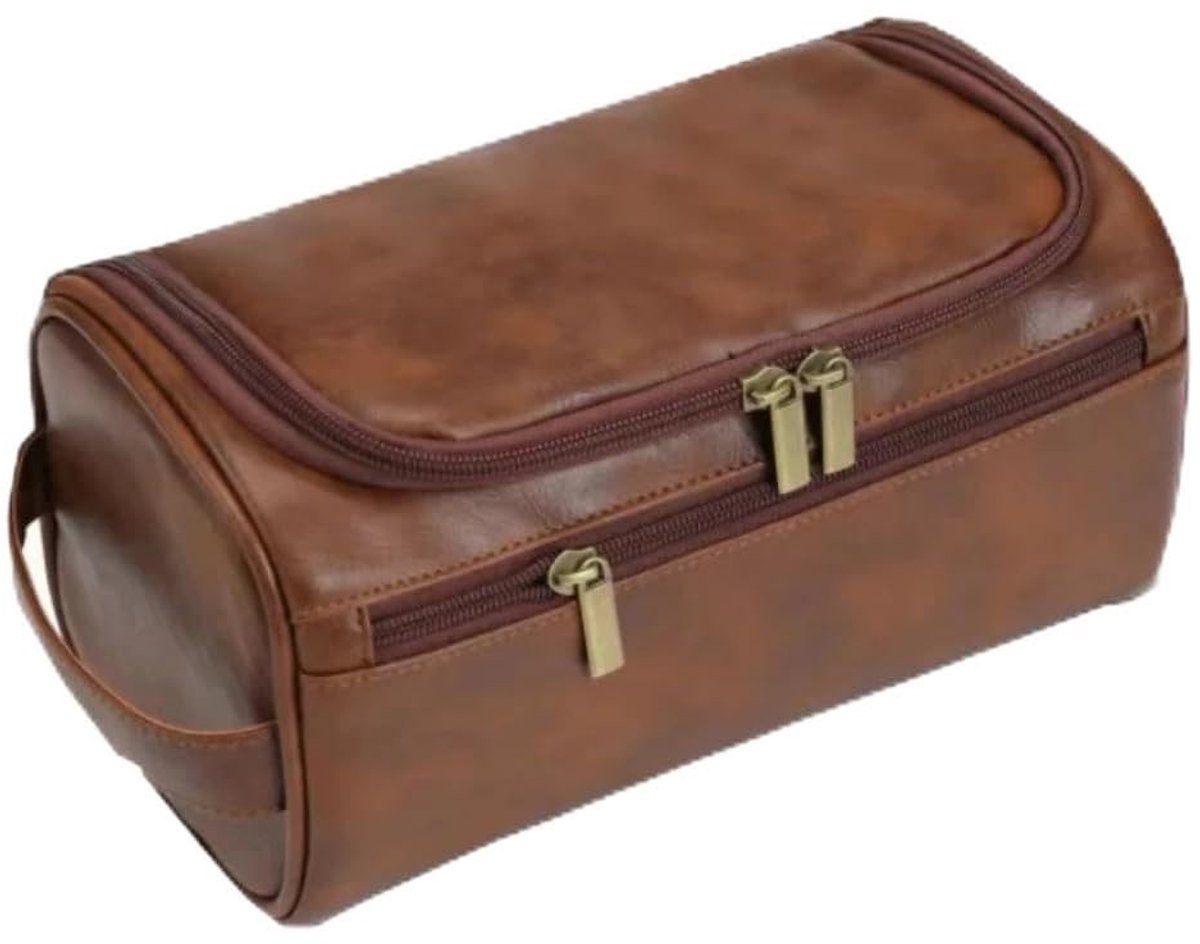 Omgoods - Toilettas voor Mannen en Vrouwen - Waterafstotende Vintage Leren Look