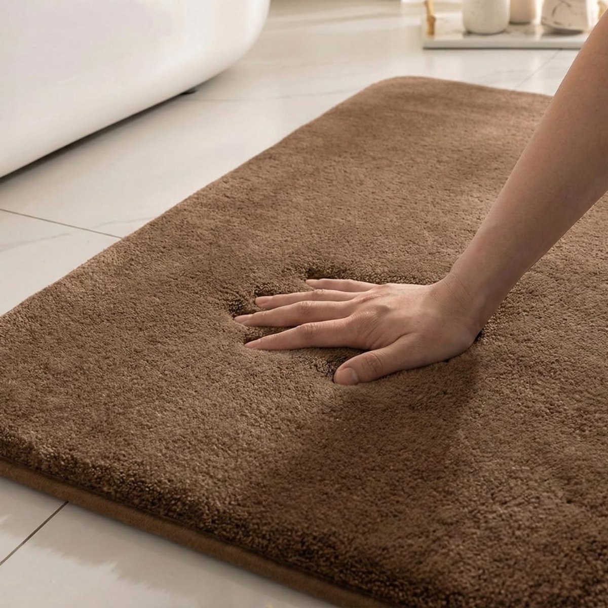 Omgoods - Antislip Badmat 50 x 80 cm Bruin voor Badkamer