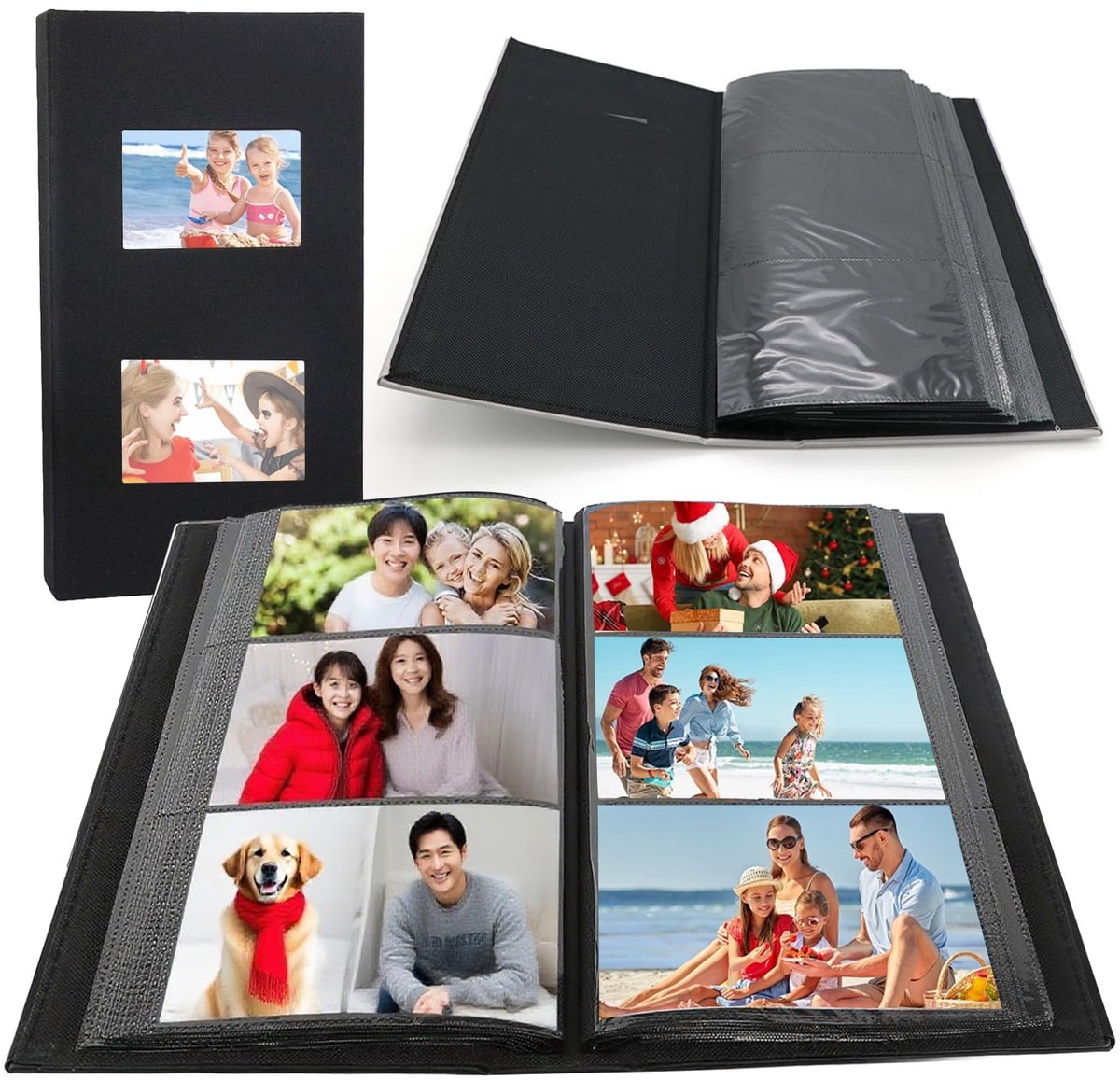Omgoods - Zwart Insteekalbum voor Foto's met Venster, 18x33,5 cm