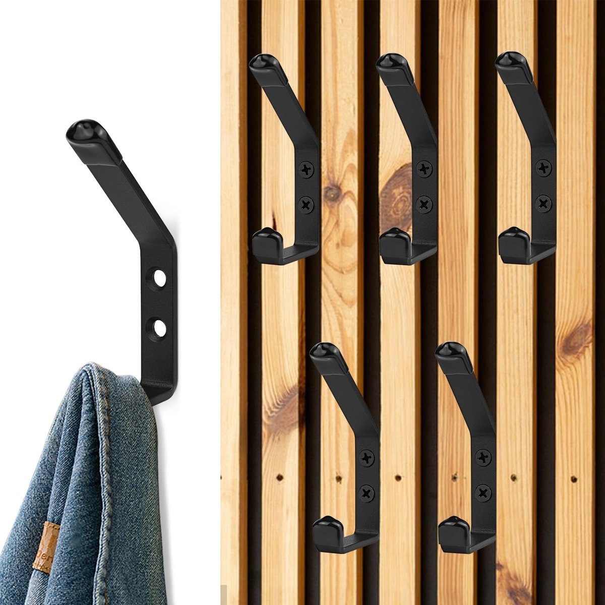 Omgoods - Set van 6 Wandhaken voor Meerdere Toepassingen