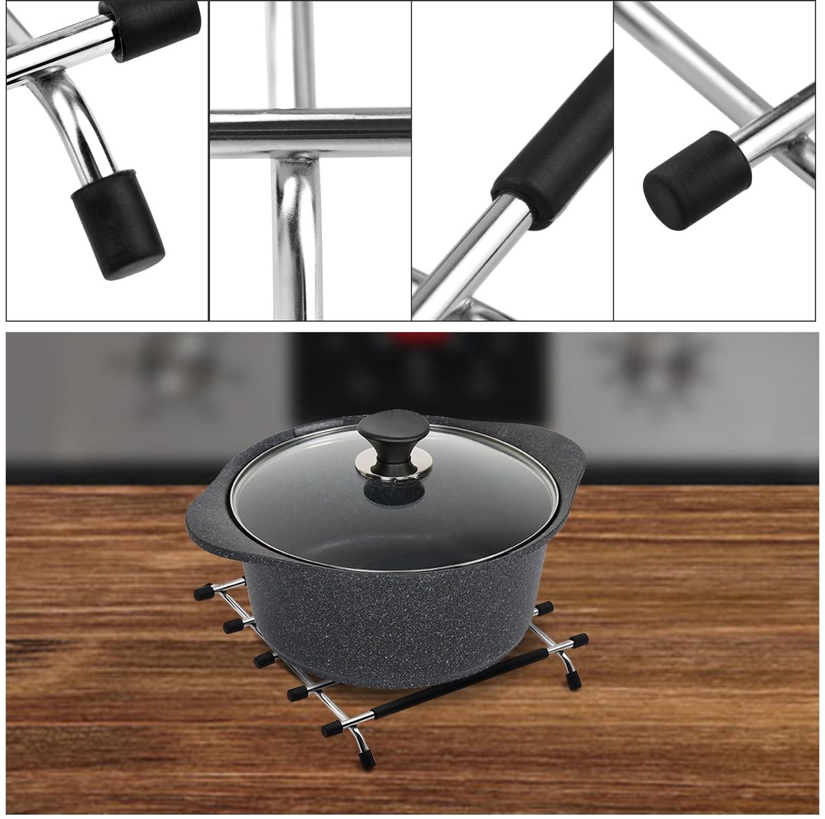 Omgoods - Set van 4 RVS Onderzetters voor Keuken en Eettafel