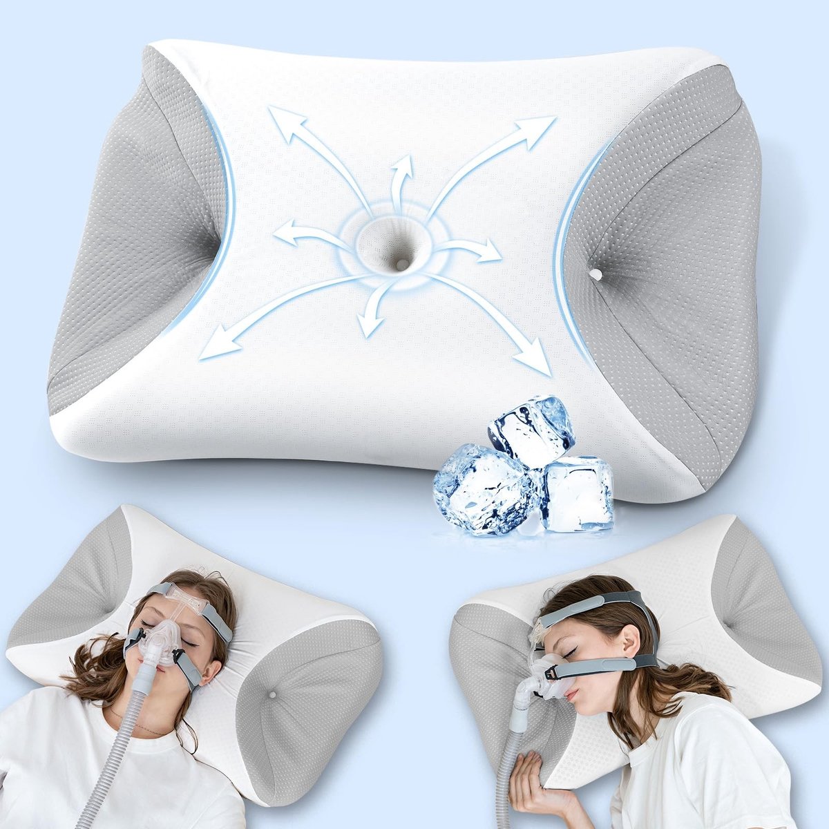 Omgoods - CPAP Kussen van Traagschuim met Koelhoes voor Zijslapers
