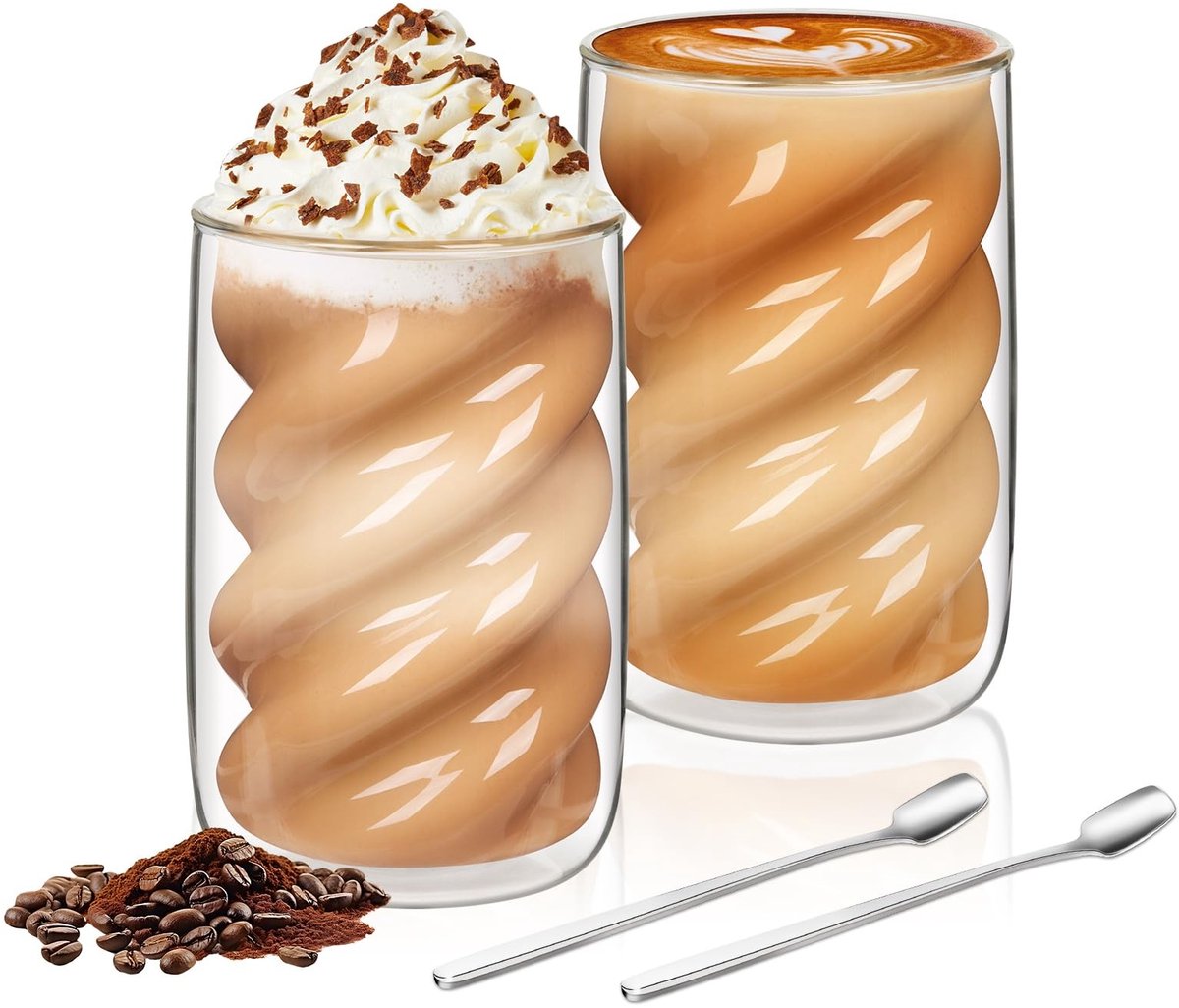 Omgoods - Set van 4 Latte Macchiato en Cappuccino Glazen 350 ml