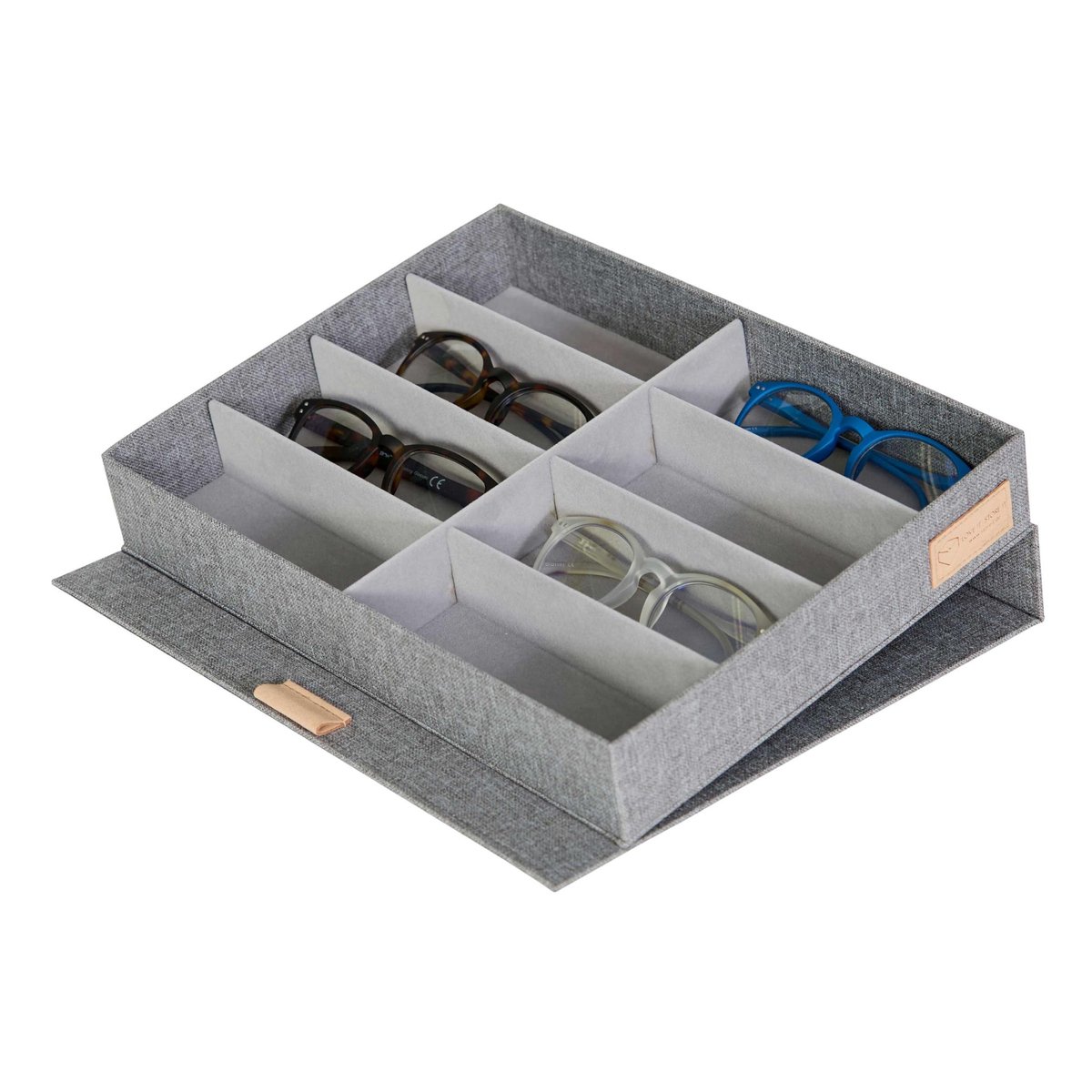 Omgoods - Premium Brilhouder voor 8 Brillen met Magnetische Sluiting, Grijs