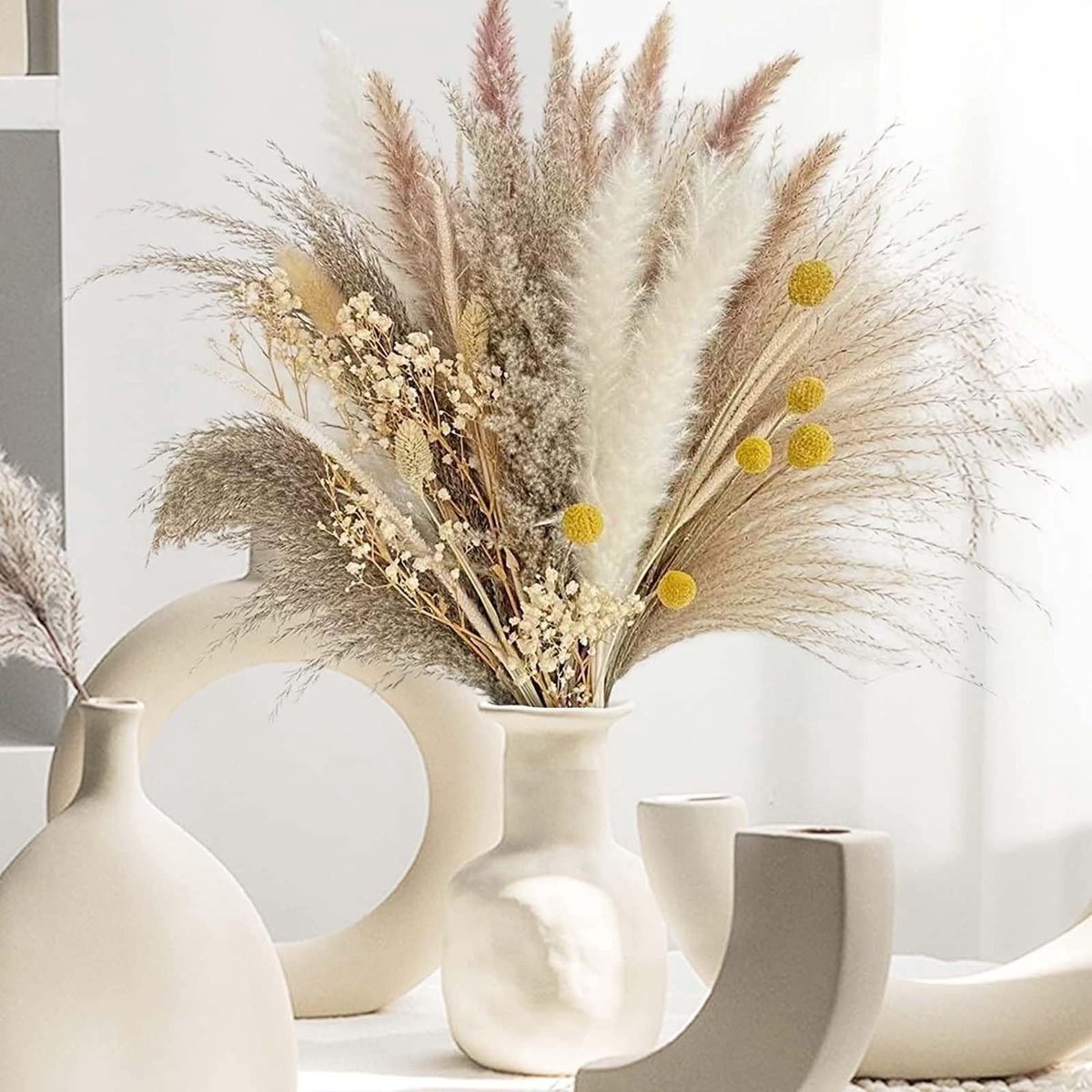 Omgoods - Set van 73 Stukken Gedroogde Pampasgras voor Decoratie