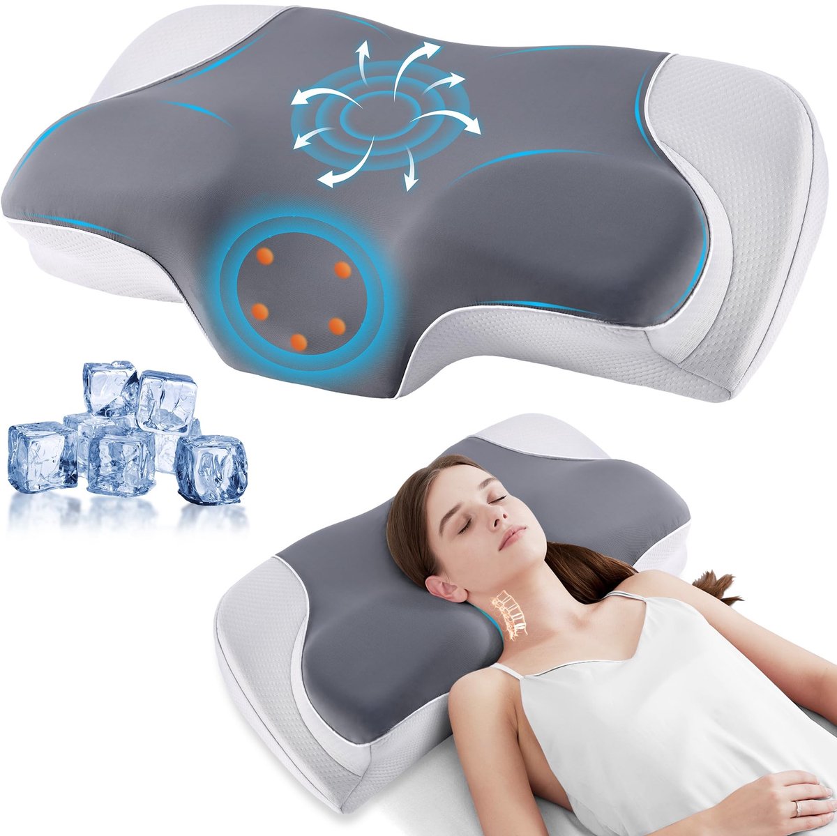 Omgoods - Ergonomisch Geheugen Schuim Hoofdkussen voor Neksteun
