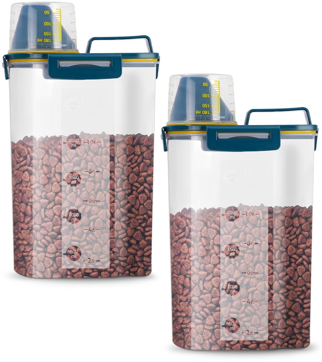 Omgoods - 2 Containers voor Droog Hondenvoer 3L met Maatbeker