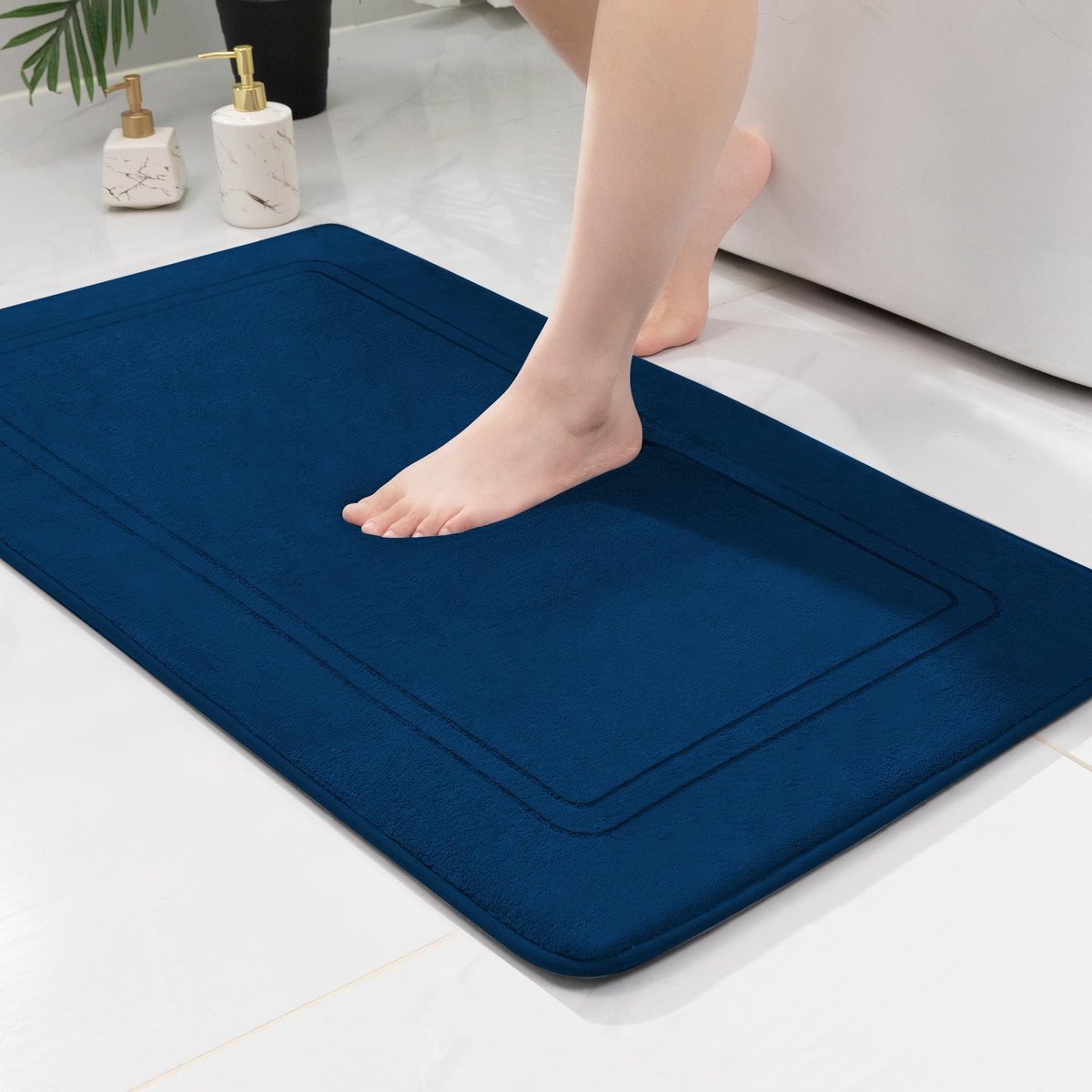 Omgoods - Antislip Badmat Blauw 60 x 90 cm, Zacht en Absorberend