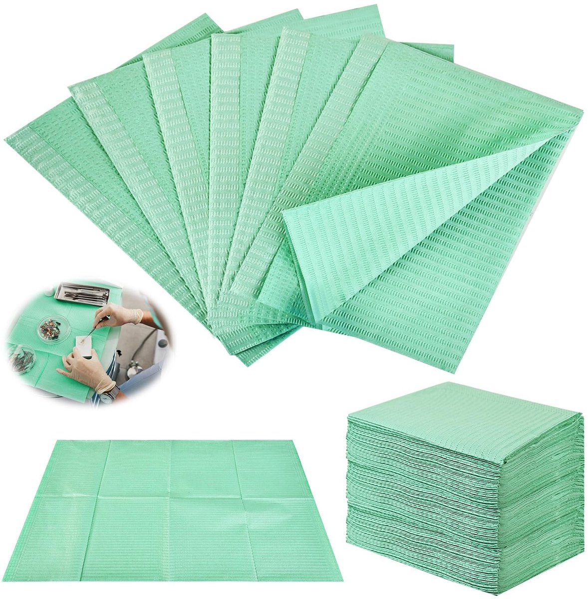 Omgoods - 125 Stuks Waterdichte Patient Nappen, 33x45 cm Groen