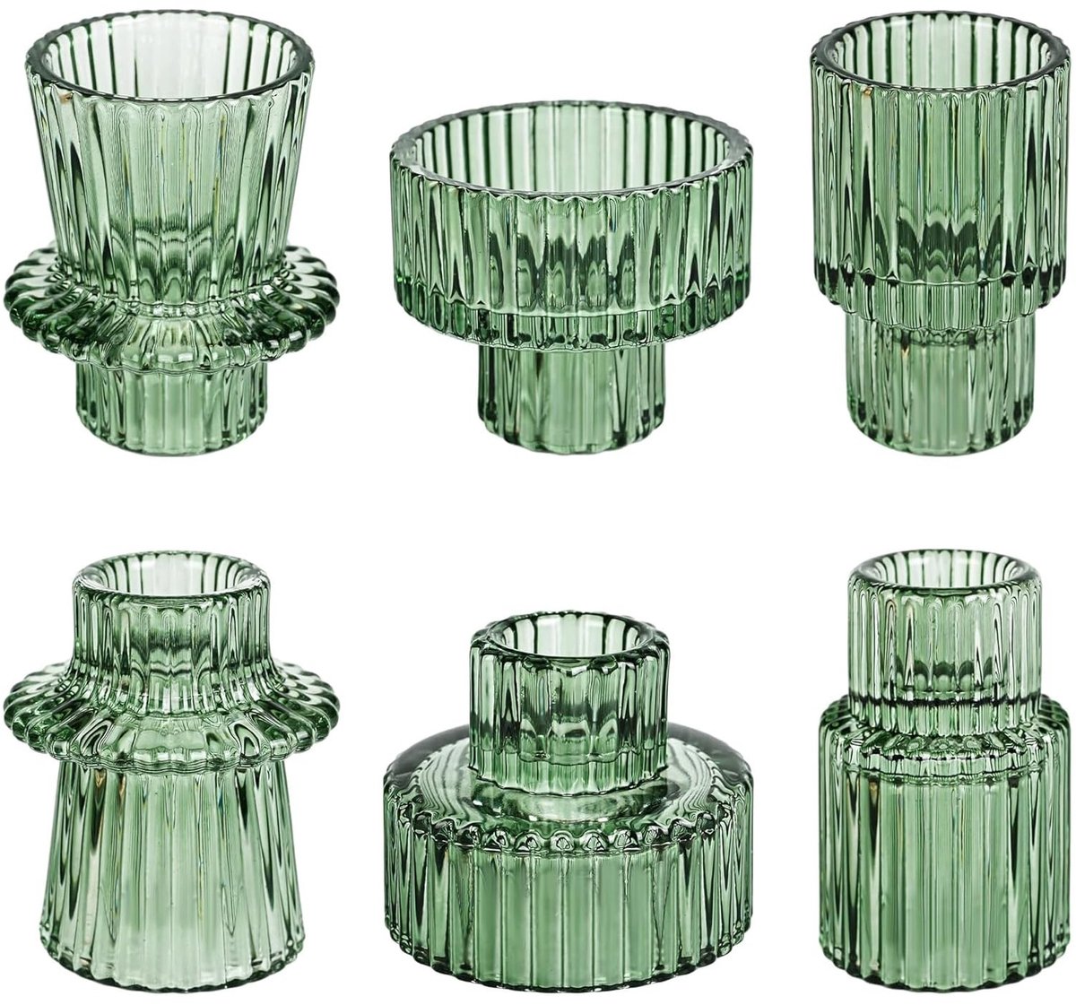 Omgoods - Set van 6 Glazen Kaarsenhouders voor Tafeldecoratie