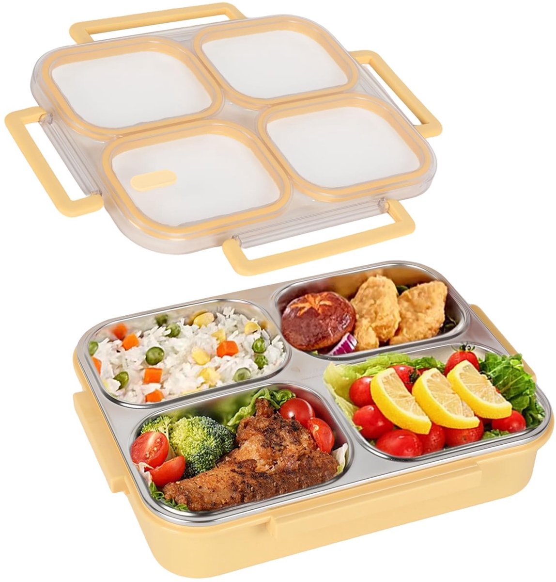 Omgoods - Lunch Box met 4 Compartimenten - Lekvrij en Geschikt voor Kinderen
