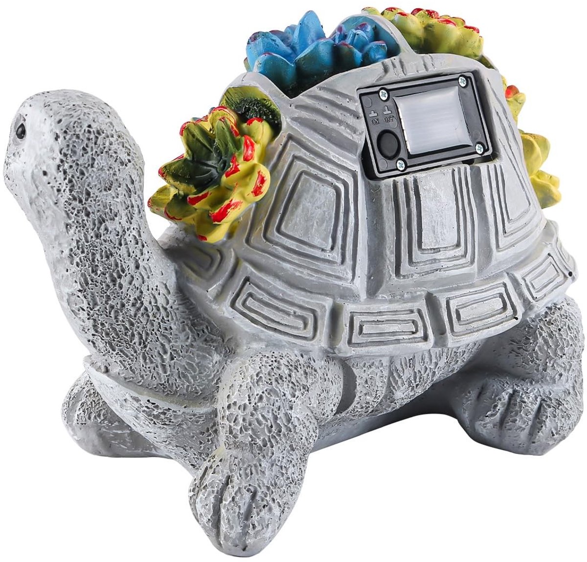 Omgoods- Schildpad Tuindecoratie - Op Zonne-energie - Tuinornamenten - Buitendecoratie - Plantenbak - Lichtaccenten - Realistisch Schildpadbeeld - Tuinornament