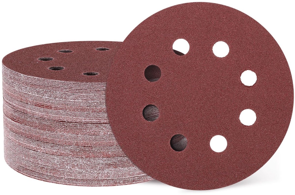 Omgoods - 150 Stuks Schuurdisc 125 mm 100 Grit met Haak en Lussysteem