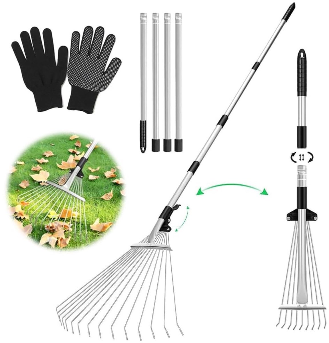 Omgoods - Verstelbare Tuinhark met Handschoenen en Handgreep