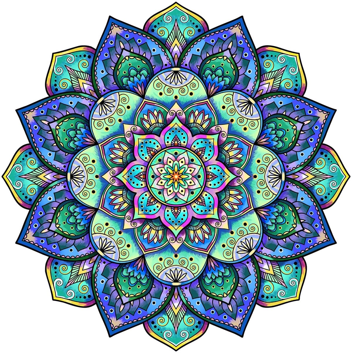 Omgoods - Houten Mandala Puzzel 118-delig in Kleurrijke Tinten