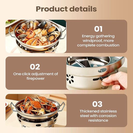 Camping Kookgerei Set - Draagbare Kooktoestel - Buiten Koken - Instelbare Vlamregeling - Compact Ontwerp - Zilver van Camping — afbeelding 2