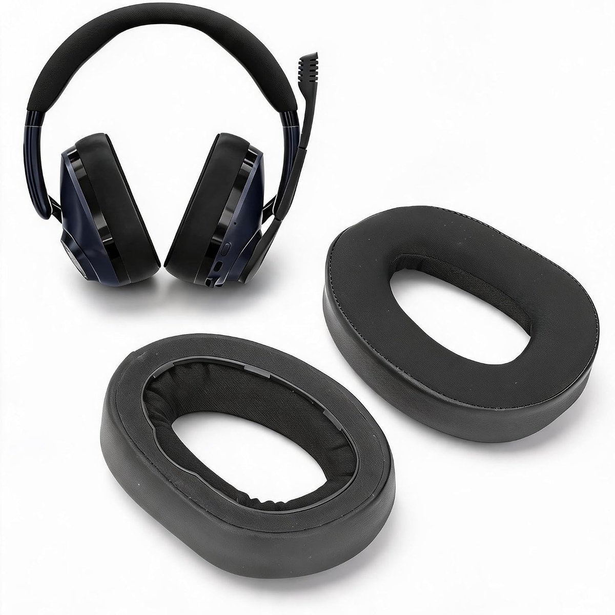 SnelShoppen - Vervangende Oorkussens voor EPOS H3 PRO Hybrid Hoofdtelefoon, Verbeterde Koelgel en Echte Leren Oorkussens, Maximale Comfort, Set van 2