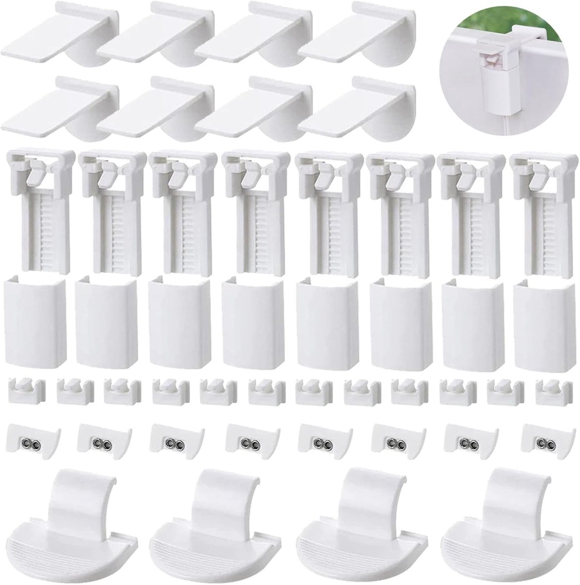 SnelShoppen - 48 Stuks Verstelbare Geplooide Reserveonderdelen Klem Steun, Zelfklevende Geplooide Klemhouder Zonder Boringen met Stopper, Accessoires