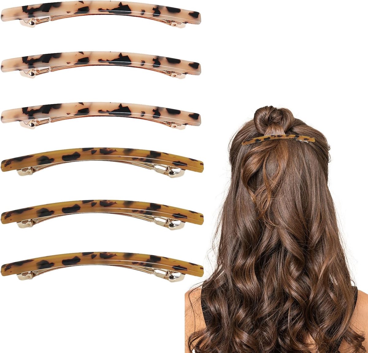 Haarspelden Set 6 Stuks - Schildpad Shell Franse Haarspelden - Elegant en Dun - Perfect voor Diverse Haarstijlen - ShopVlot