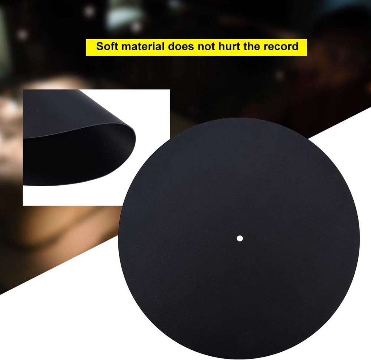 SnelShoppen - Draaitafelmat 1,5 Mm Zachte Lederen Antislipmat, Antistatische Wollen Draaitafelmat voor Verbeterde Geluidskwaliteit en Schokbestendighe