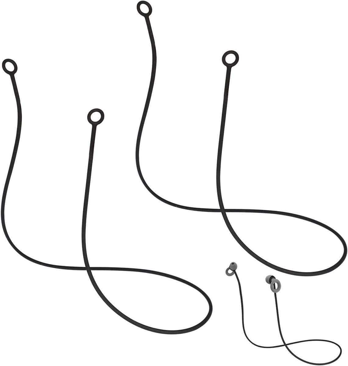 SnelShoppen - 2Pcs Connector Kabel voor Oordoppen, Accessoires Ketting Siliconen voor Verwijderbare Tips (Zwart)