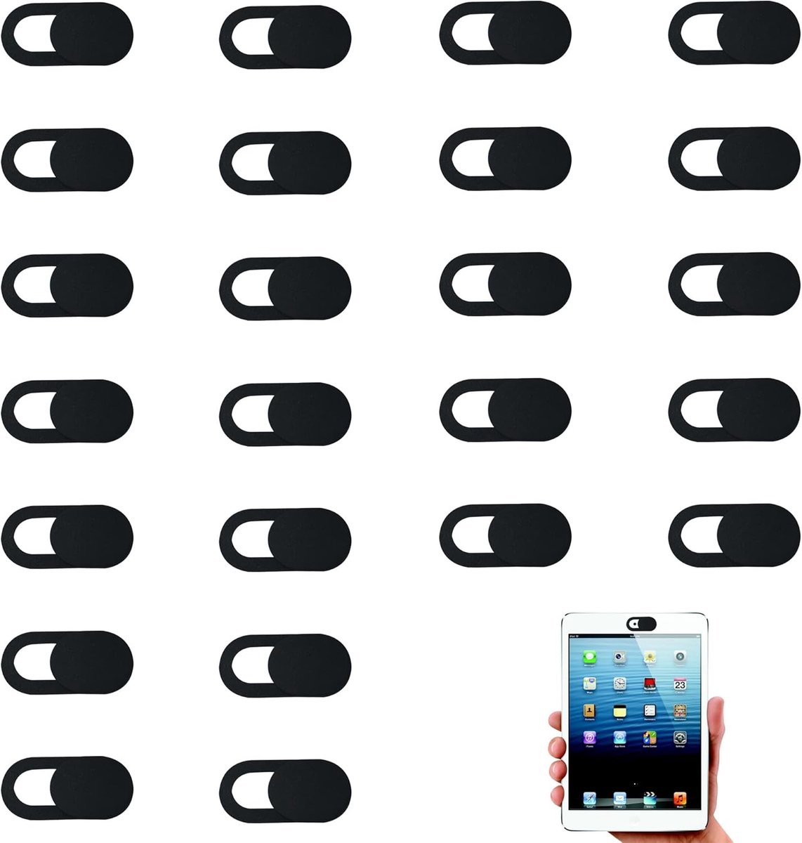 SnelShoppen - 24 Stuks Mobiele Telefoon Camera Cover Webcam Cover Laptop Camera Bescherming Privacy Zwart - Voor Mobiele Telefoons, Tablets en Laptops