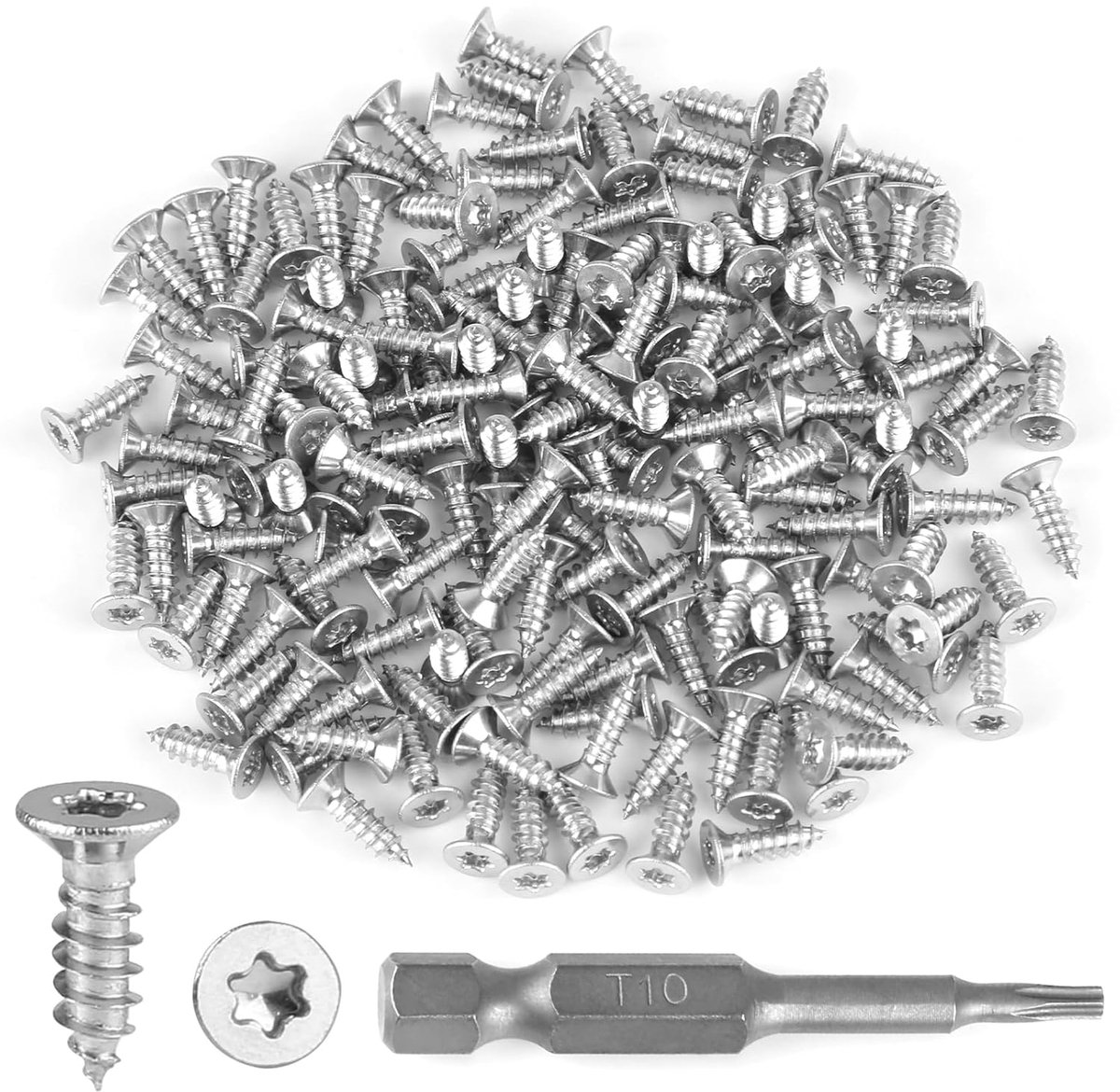 150pcs Self Tapping Stainless Steel Torx Screws, M3 x 10mm Countersunk Head, Torx Screws, Plum Head Stainless Steel - ShopVlot