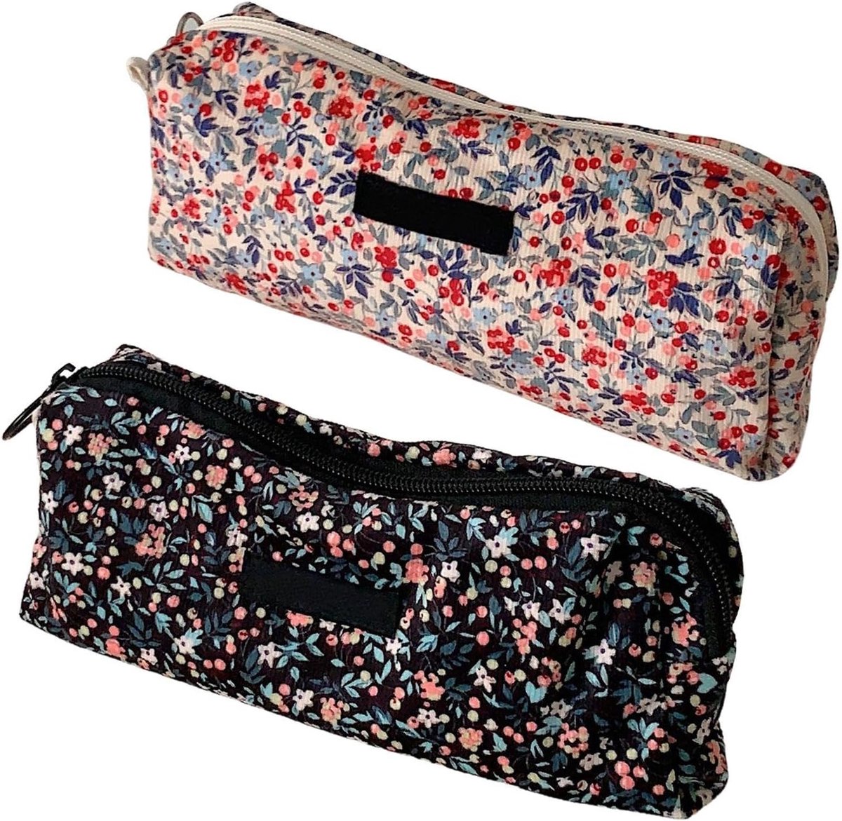SnelShoppen - Pack van 2 Bloemige Pennen Etuis, Praktische Etui, Stationery Compartimenten, Opberging en Organisatie voor Kantoor, Diverse Kleuren, 20