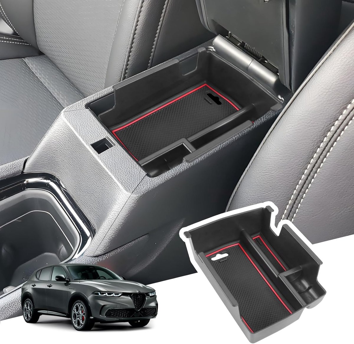 BIBIBO Center Console Organiser Compatible with Alfa Romeo Tonal Hybrid / Plug-in Hybrid 2022-2025 Storage Box Console - ShopVlot