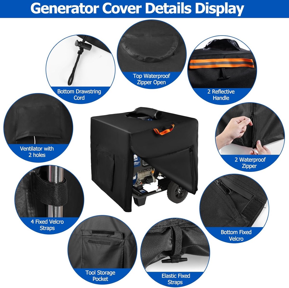 SnelShoppen - 800D Oxford Outdoor Waterdichte Generator Cover - 32"L x 24"B x 24"H, Heavy Duty Universele Generator Beschermhoes, Geschikt voor de Mee
