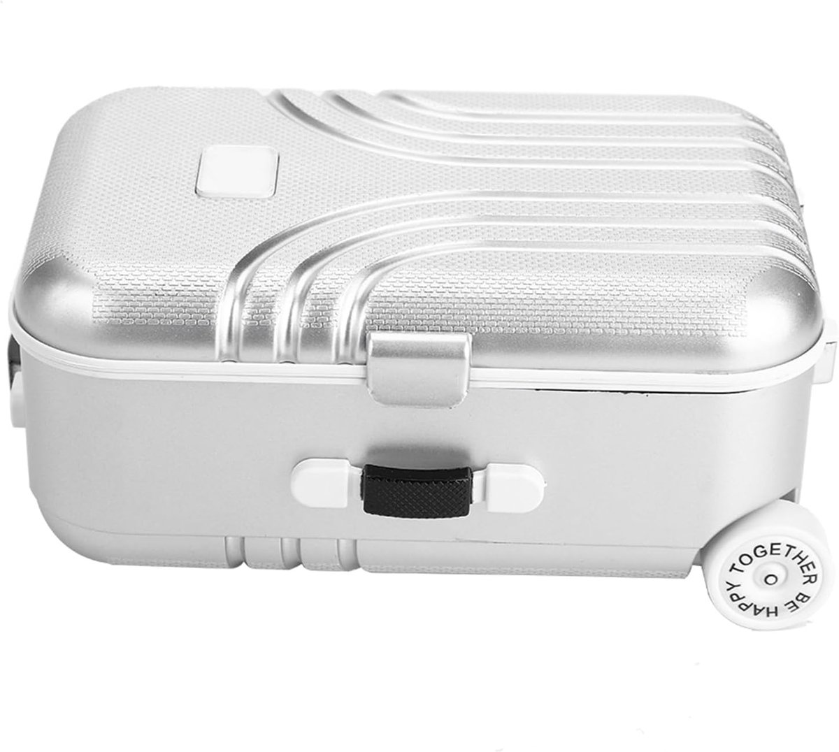 SnelShoppen - Kinderkoffer, Speelgoed, Grappige Plastic Koffer met Wielen, Mini Bagage Box, Zilver, Ruimte voor Speelgoed, Kinderen, Feest, Verjaardag