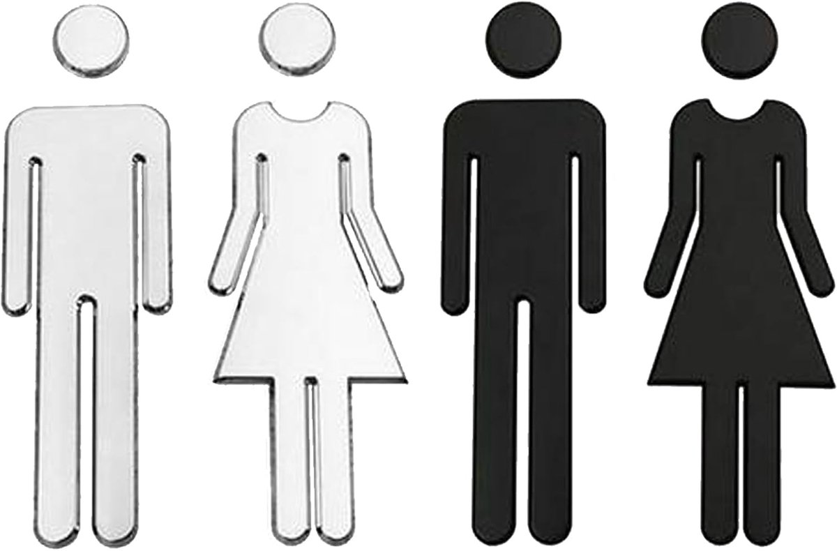 SnelShoppen - Toiletplaat voor 2 Groepen, 2 Per Groep, Voor Mannen en Vrouwen, Geschikt voor Toiletten in Hotels, Scholen, Bedrijven, Restaurants (Zil